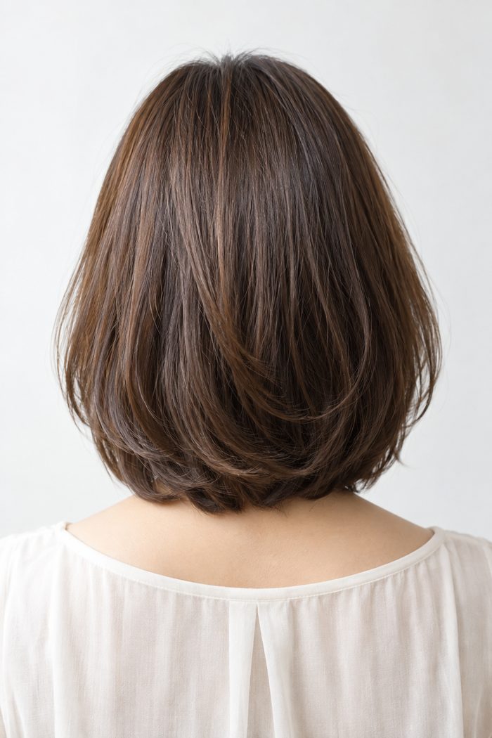 肩までのボブの後ろ姿（サンプル画像）